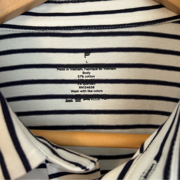 NWT, Fabletics Mens The 24/7 Breathable Polo in Deep Navy Shorline Stripe, Large - Picture 3 of 8